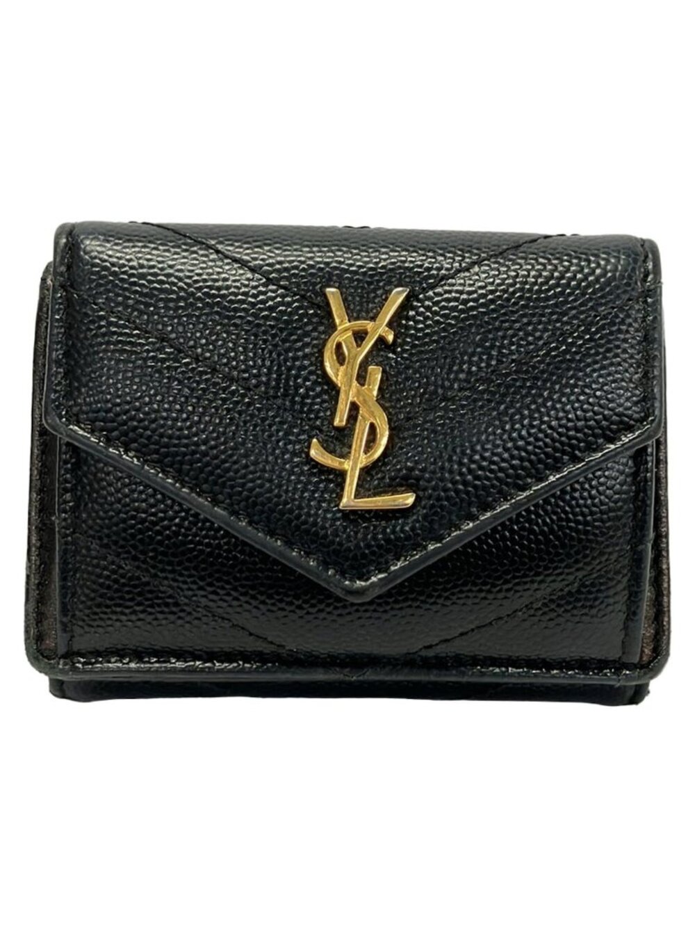 Saint Laurent Paris Trifold Wallet Black Leather